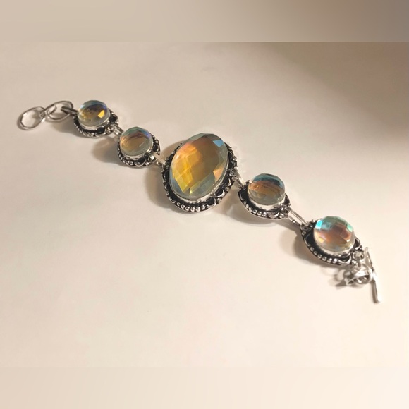 Rainbow Fire Topaz 925 Sterling Silver Bracelet - Picture 1 of 2